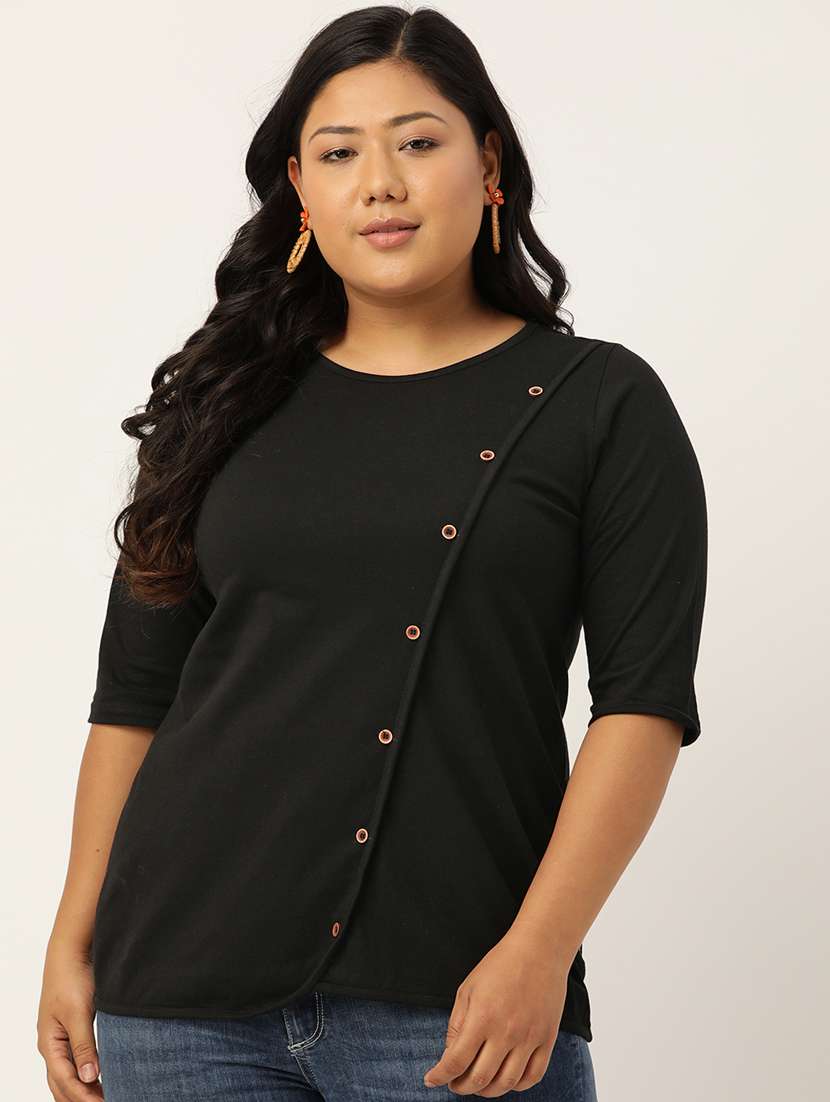 women plus size round neck top - 20121621 -  Zoom Image - 0