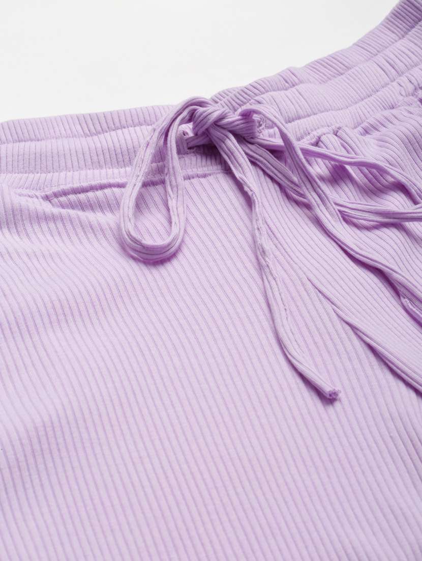 purple solid top and culottes co-ord set  - 20122079 -  Standard Image - 3