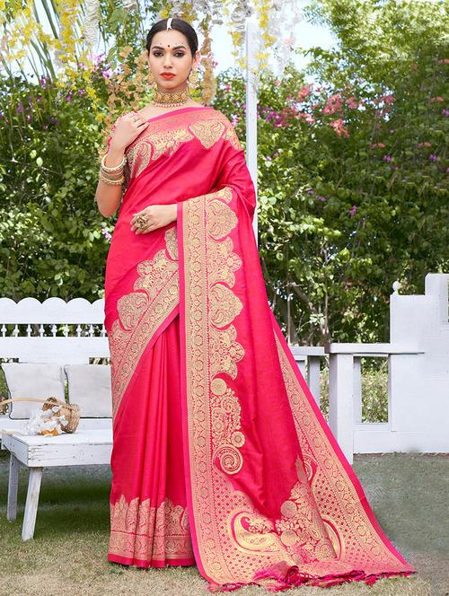 women's self design pink colored saree with blouse - 20122124 - Standard Image - 0