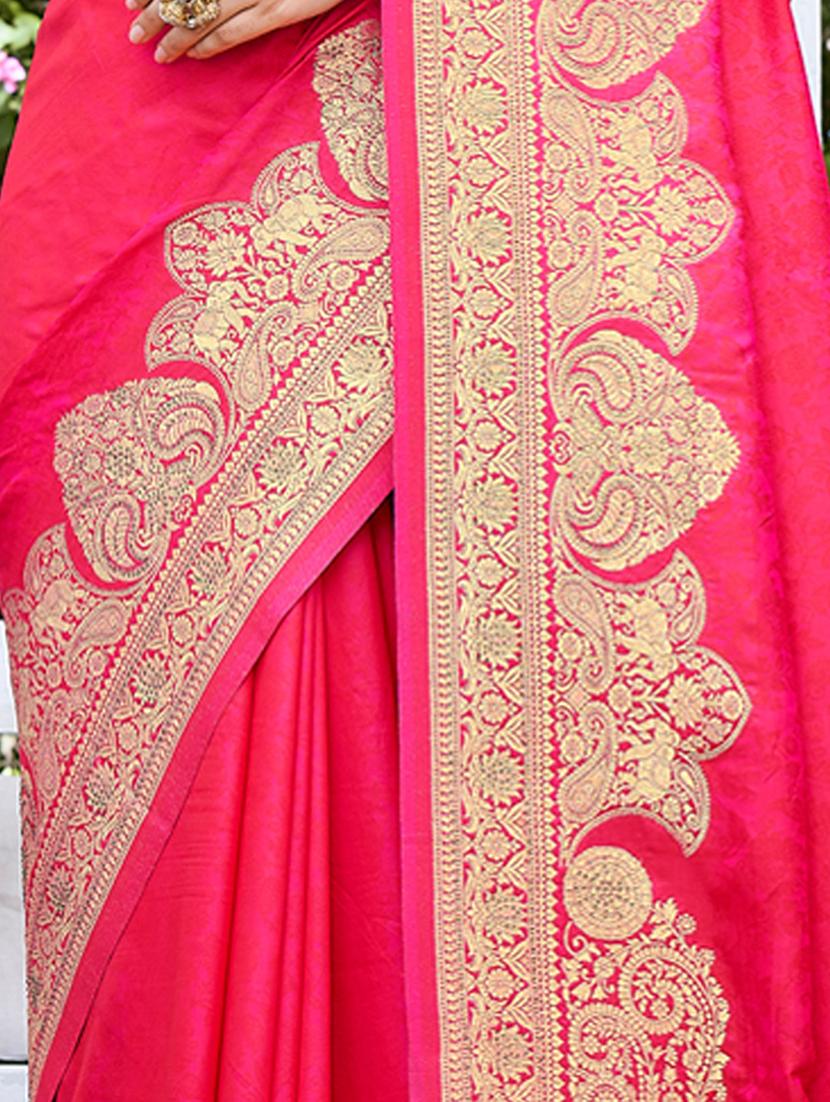 women's self design pink colored saree with blouse - 20122124 - Standard Image - 3