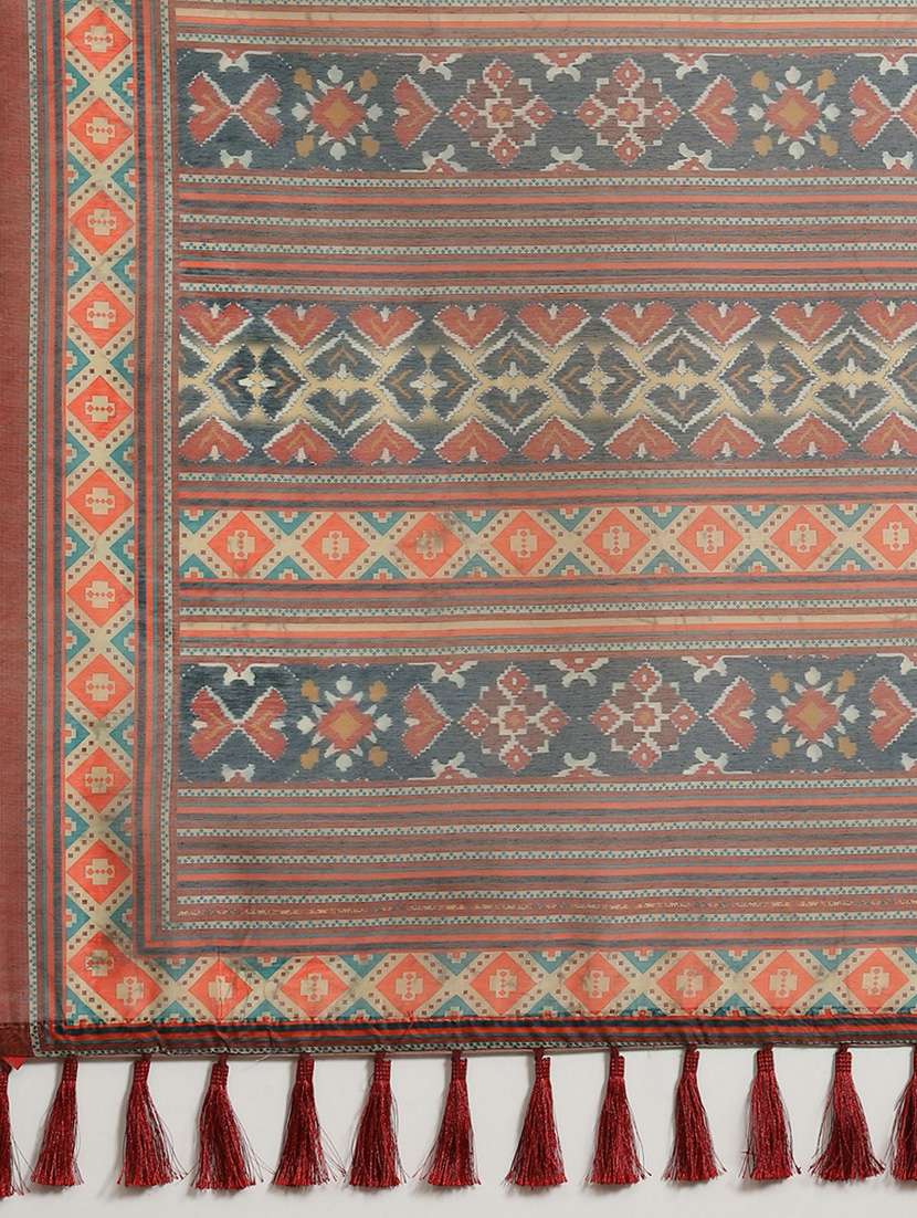 women's ajrakh brown colored saree with blouse - 20122918 -  Standard Image - 5