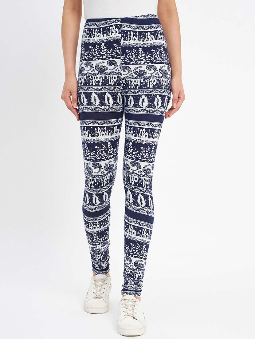 blue printed legging