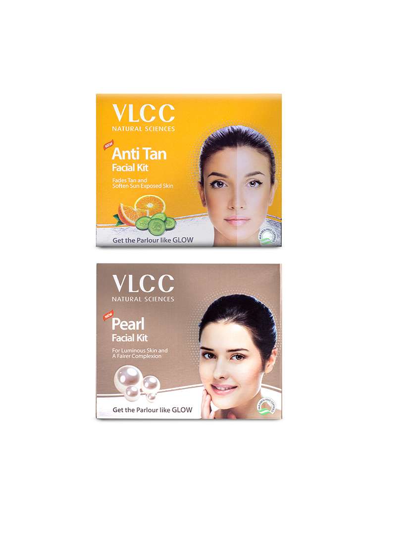 vlcc original anti-tan & pearl facial kit -60 g (pack of 2)