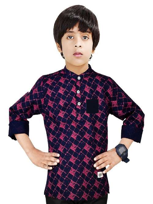 boys printed cotton kurta - 20124179 - Standard Image - 0