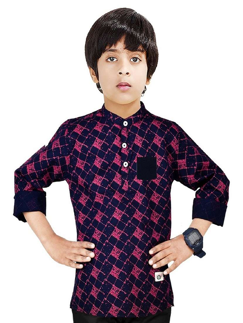 boys printed cotton kurta - 20124179 - Zoom Image - 0