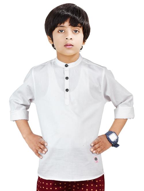 boys self design cotton kurta - 20124240 - Standard Image - 0