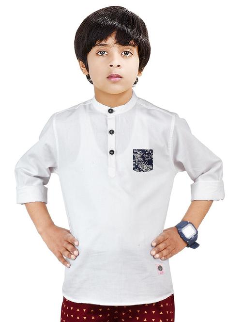 boys self design cotton kurta - 20124357 - Standard Image - 0
