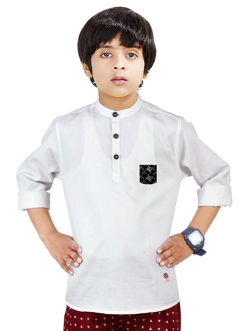 boys self design cotton kurta - 20124359 - Standard Image - 0