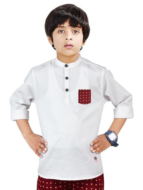 boys mandarin neck solid short kurta - 20124400 - Standard Image - 0