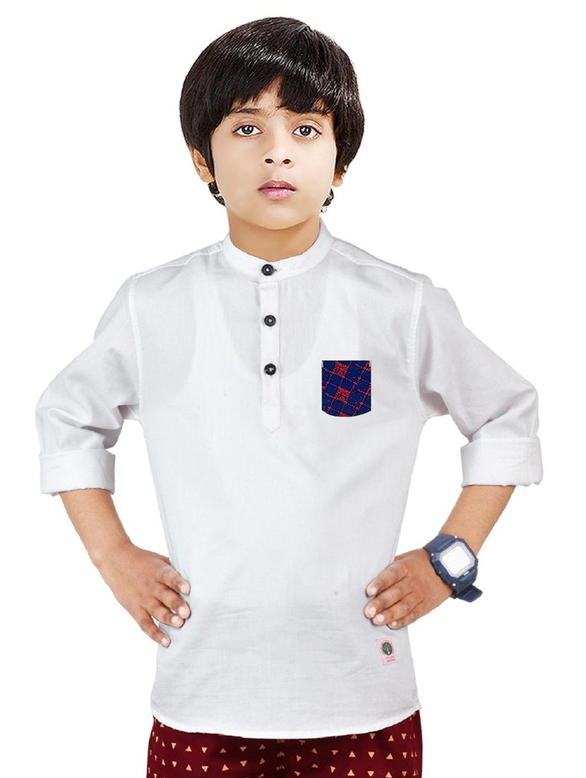 boys mandarin neck solid short kurta - 20124416 -  Zoom Image - 0