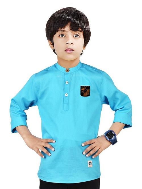 boys solid cotton short kurta - 20124664 -  Standard Image - 0