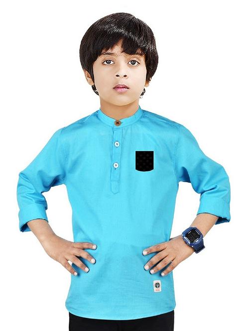 boys solid cotton short kurta - 20124669 - Standard Image - 0