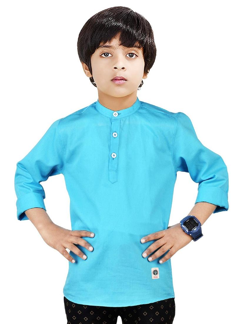 boys solid cotton short kurta - 20124691 -  Zoom Image - 0