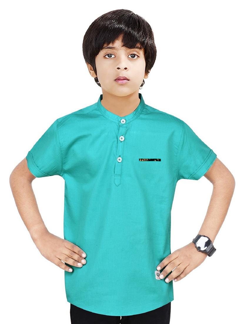 boys solid cotton short kurta - 20124700 -  Zoom Image - 0
