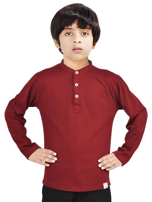 boys solid cotton short kurta - 20124712 - Standard Image - 0