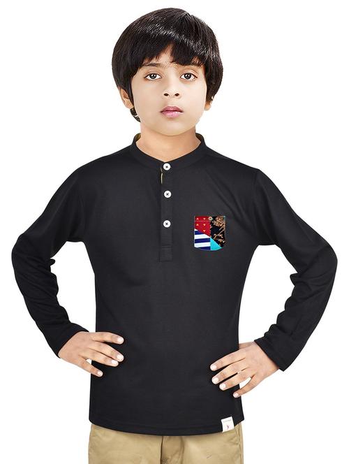 boys solid cotton short kurta - 20124740 - Standard Image - 0