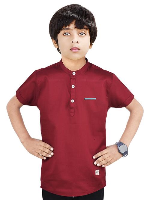 boys solid cotton short kurta - 20124760 -  Standard Image - 0