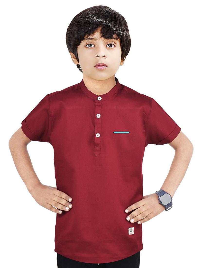 boys solid cotton short kurta - 20124760 -  Zoom Image - 0