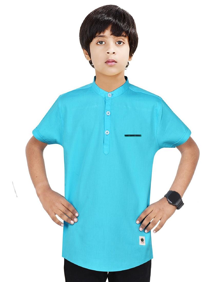 boys solid cotton short kurta - 20124816 -  Zoom Image - 0