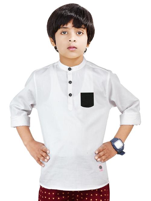 boys solid cotton short kurta - 20124831 -  Standard Image - 0