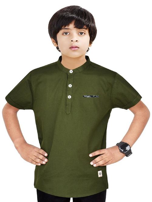 boys solid cotton short kurta - 20124884 - Standard Image - 0