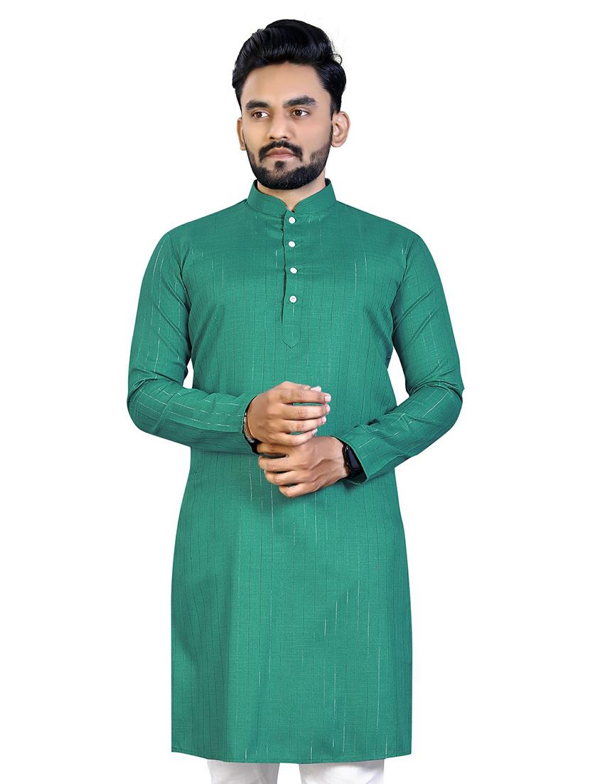 mandarin neck striped long kurta - 20125107 - Zoom Image - 0
