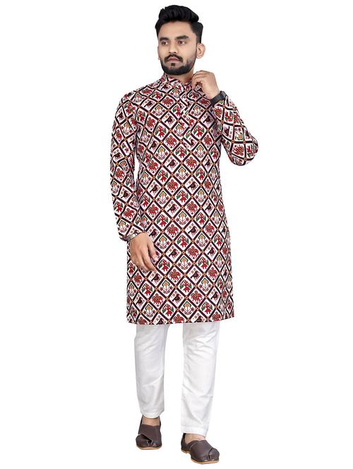 mandarin neck printed kurta - 20125148 -  Standard Image - 0