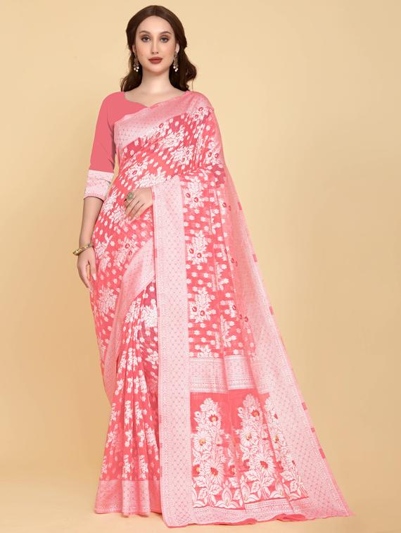 self design woven saree with blouse - 20125250 - Zoom Image - 0