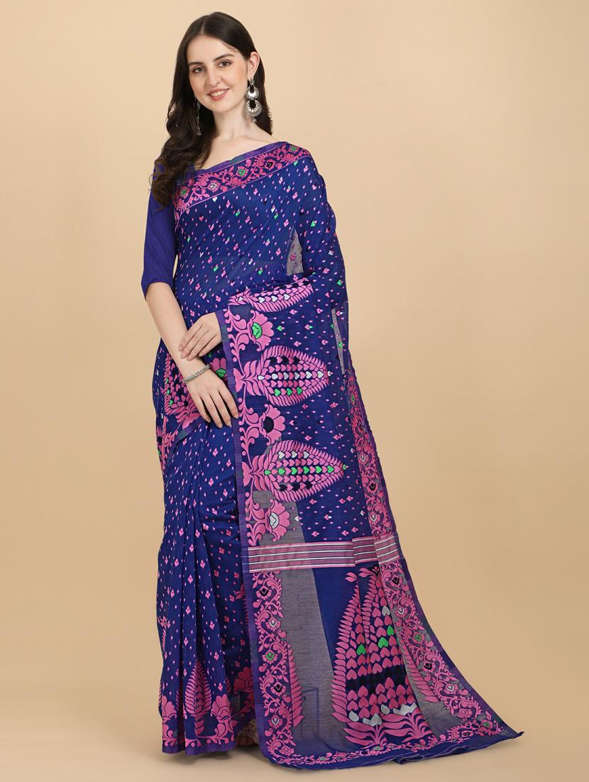 blue silk printed saree - 20125268 - Zoom Image - 0
