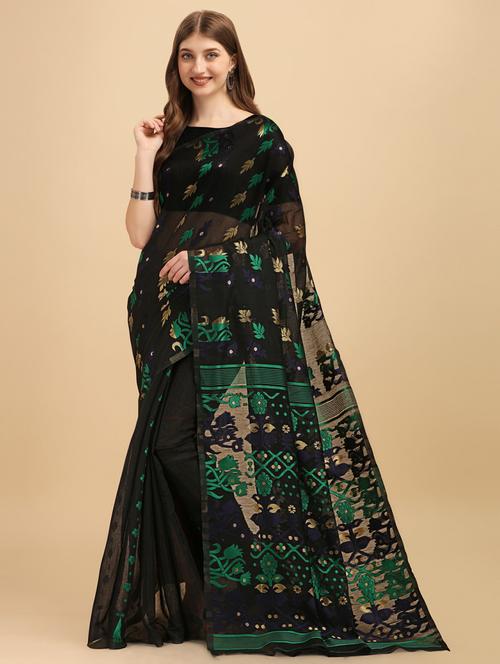 black silk printed saree - 20125281 - Standard Image - 0