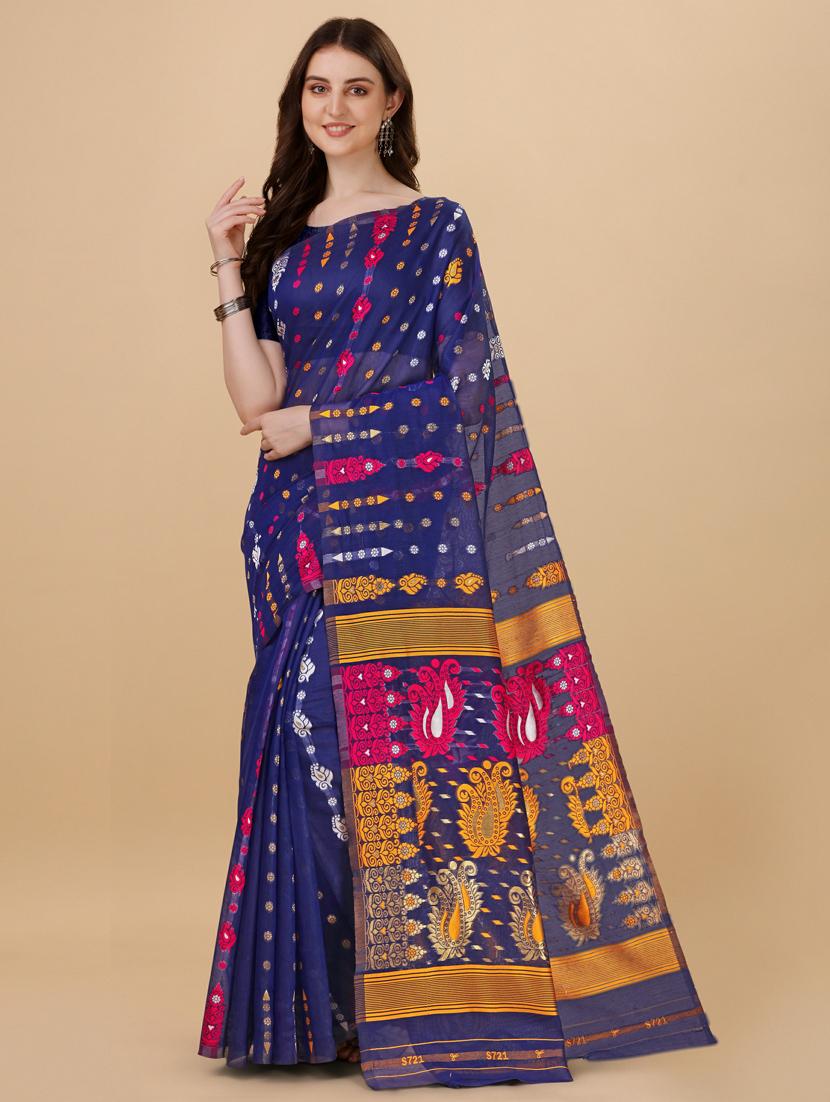 blue silk printed saree with blouse - 20125290 -  Zoom Image - 0