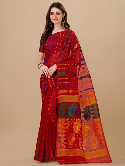 self design jamdani saree with blouse - 20125297 -  Standard Image - 0