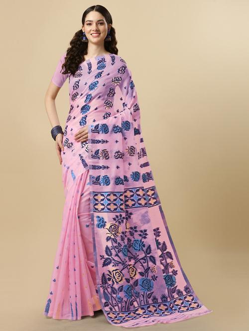 self design jamdani saree with blouse - 20125300 -  Standard Image - 0
