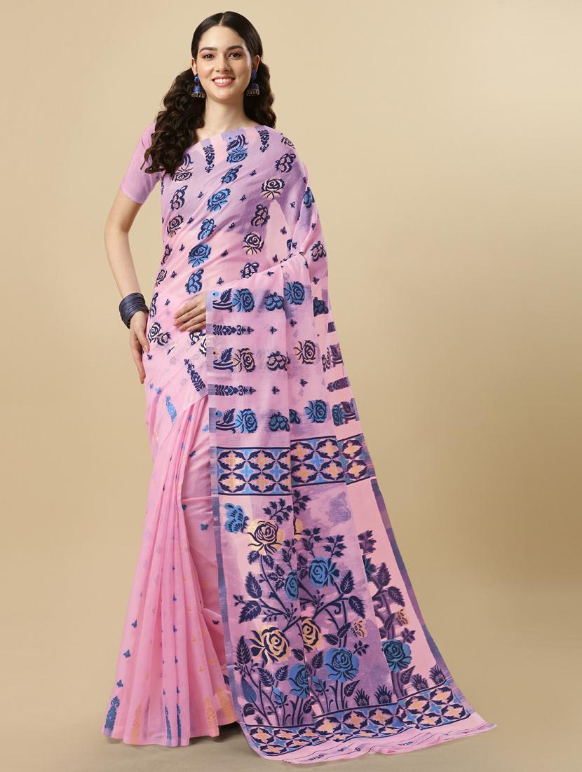 self design jamdani saree with blouse - 20125300 -  Zoom Image - 0