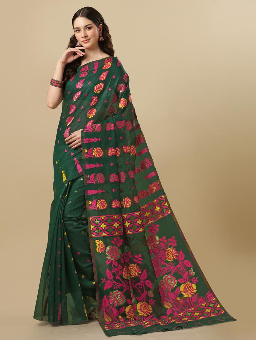 self design jamdani saree - 20125307 - Zoom Image - 0