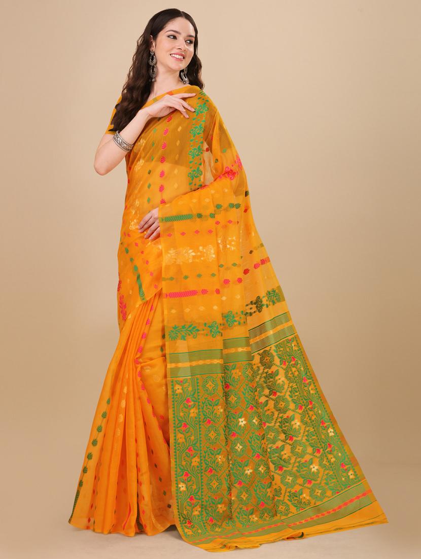 self design jamdani saree with blouse - 20125319 - Zoom Image - 0