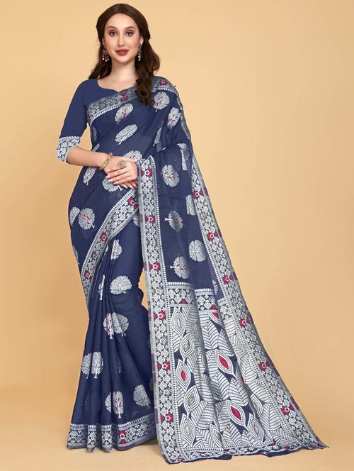 self design woven saree with blouse - 20125334 -  Standard Image - 0