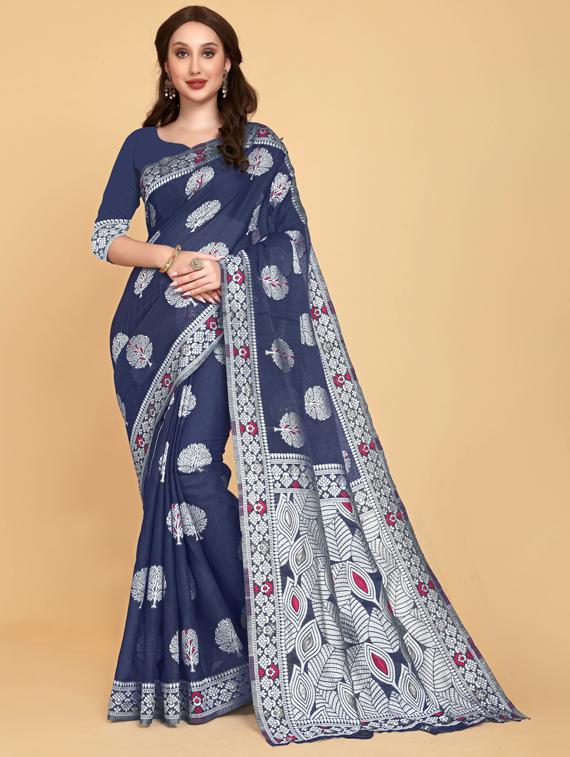self design woven saree with blouse - 20125334 -  Zoom Image - 0