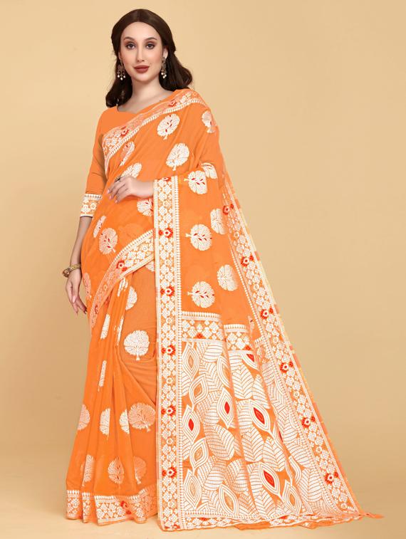 self design woven saree with blouse - 20125335 - Zoom Image - 0