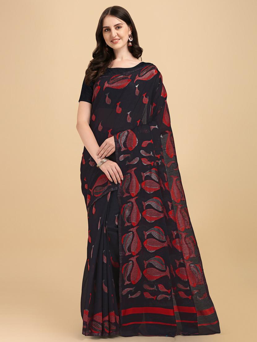 black silk printed saree - 20125346 - Zoom Image - 0