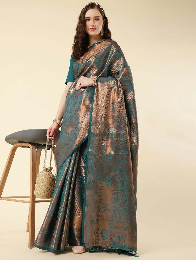 self design woven saree with blouse - 20125388 -  Zoom Image - 0