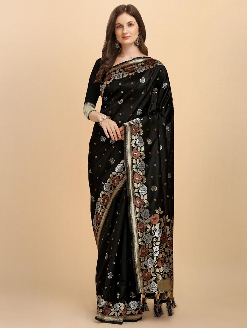 self design woven saree with blouse - 20125431 - Zoom Image - 0