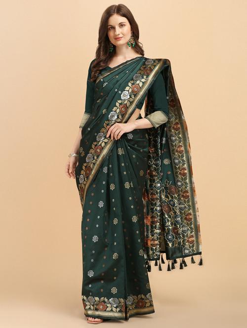 self design woven saree with blouse - 20125432 - Standard Image - 0