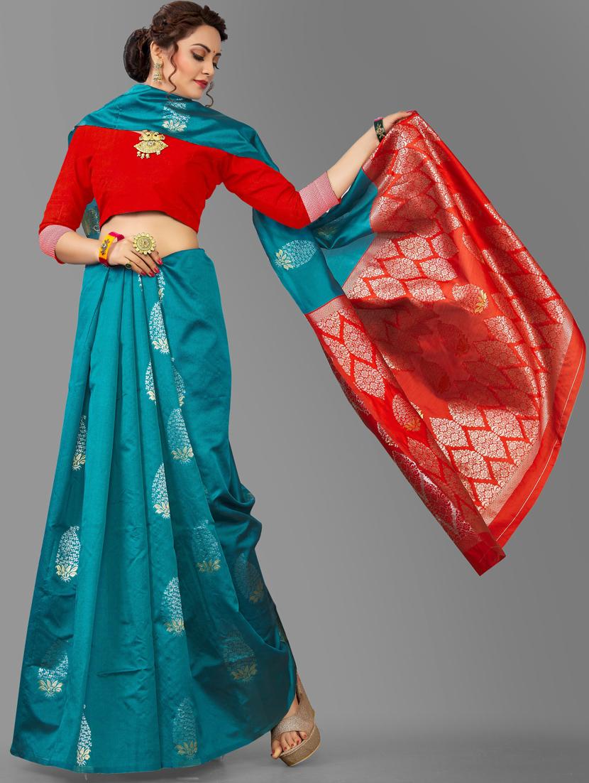 self design woven saree with blouse - 20125507 - Zoom Image - 0