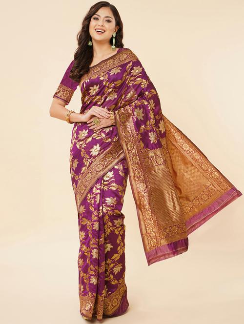 self design woven saree with blouse - 20125519 - Standard Image - 0