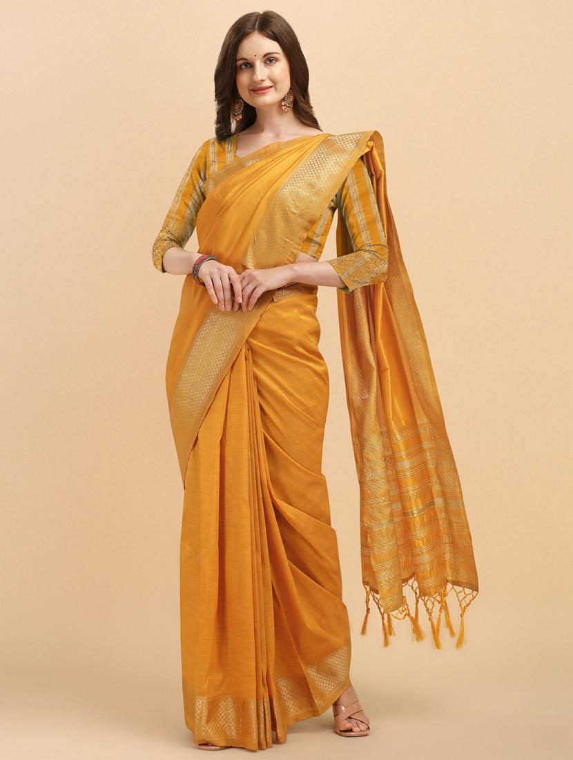women solid woven saree with blouse - 20125702 - Zoom Image - 0