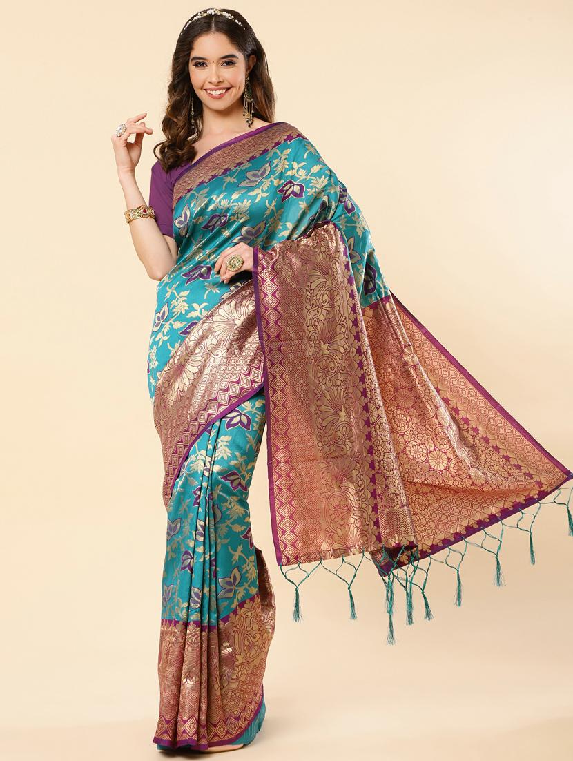 women self design woven saree with blouse - 20125746 - Zoom Image - 0