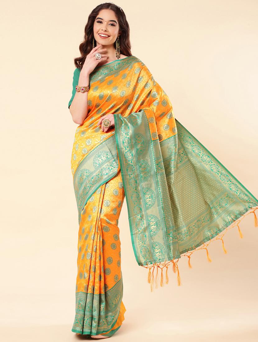 self design banarasi saree with blouse - 20125807 - Zoom Image - 0
