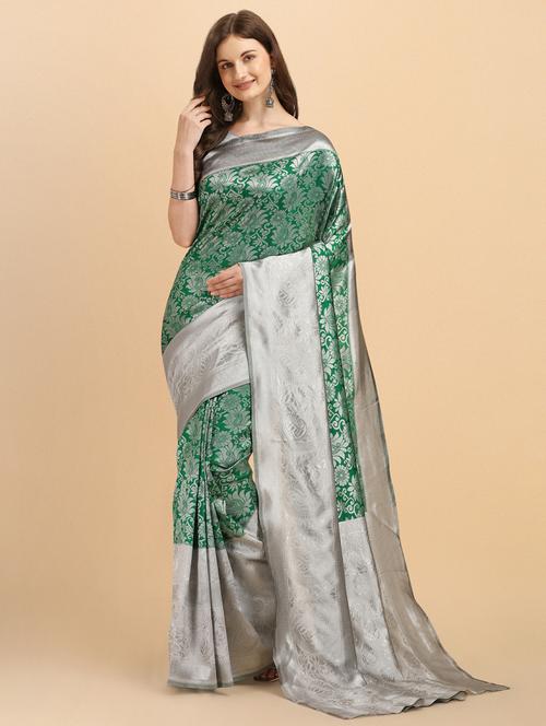 self design banarasi saree with blouse - 20125852 - Standard Image - 0