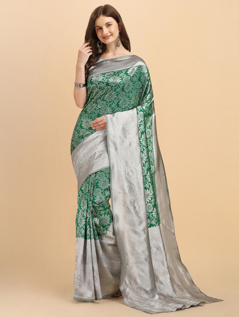 self design banarasi saree with blouse - 20125852 - Zoom Image - 0